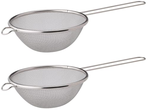 HIC Kitchen Fine Mesh Strainer With Helper Handle, 18/8 Stainless Steel, 6-Inch, For Sifting, Draining, And Straining Pasta, Vegetables, Stocks, And Sauces, Set of 2 - size: Mesh, 6-Inch, Set/2