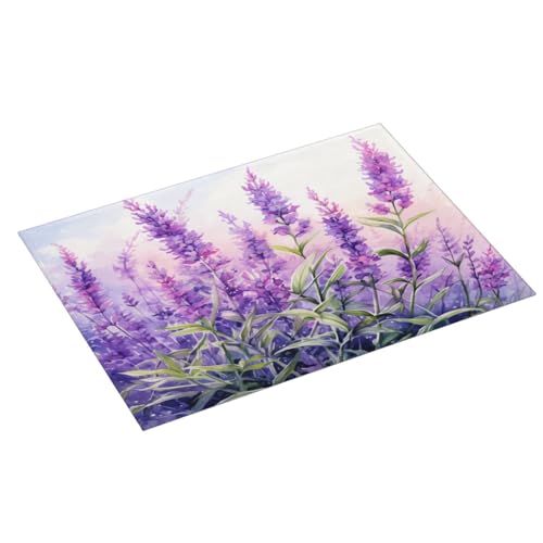 접시 건조 매트 퍼플 라벤더 꽃 수채화 주방 카운터용 흡수성 45.7 x 61cm(18 x 24인치) 극세사 접시 접시 유리 건조 배수 패드 양면 세탁 가능 - color: C10, size: 18" x 24"