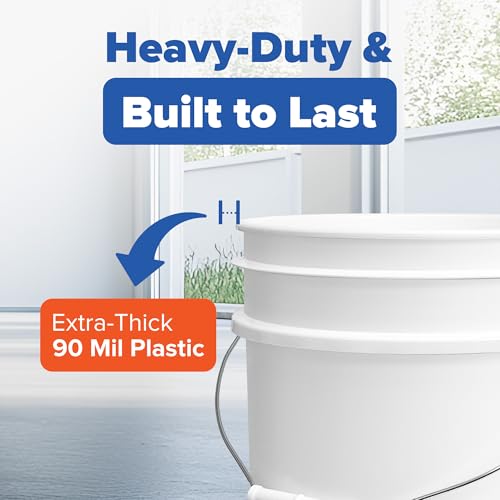 ePackageSupply 5 Gallon Bucket - Food Grade Bucket, Metal Handle Grip, BPA-Free, Heavy-Duty 90 Mil HDPE Plastic Pail, Stackable Utility Container, Made in USA, Lid Not Included, White, 3 Packs - color: White, size: 3 Packs