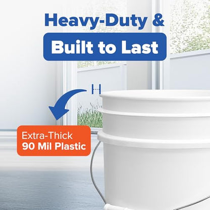ePackageSupply 5 Gallon Bucket - Food Grade Bucket, Metal Handle Grip, BPA-Free, Heavy-Duty 90 Mil HDPE Plastic Pail, Stackable Utility Container, Made in USA, Lid Not Included, White, 60 Packs - color: White, size: 60 Packs