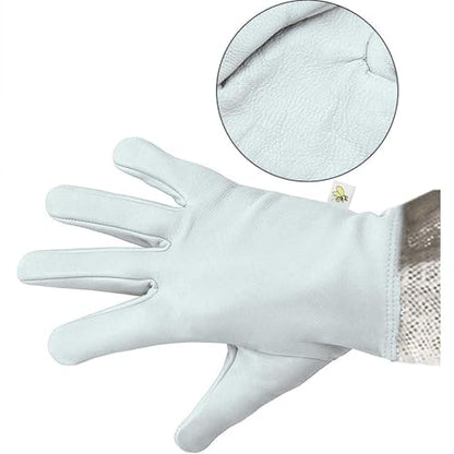 Luwint Premium Goatskin Beekeeping Gloves, Bee Beekeeper Gloves with 3 Layers Ventilated Mesh Sleeve and Elastic Cuffs - size: X-Large