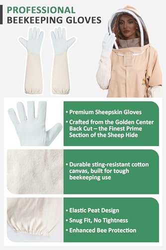 ANDES Bee Suit for Men Women, Full Body Sting Proof Beekeeping Suit with Gloves & Round Protective Veil Professional & Beginner for Apiary Backyard, Halloween Costume（L） - size: L for5'7"-5'11"