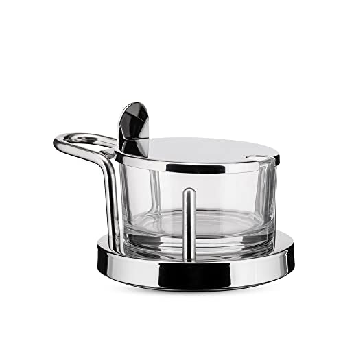 Alessi 5071 - Design Parmesan Cheese Cellar, 18/10 Stainless Steel Mirror Polished and Crystalline Glass