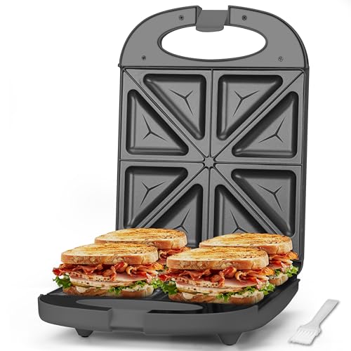 Baker’s Friend Breakfast Sandwich Maker, 4 Slices of Panini Grill Press Sandwich Maker, Electric Sandwich Maker with Indicator Light, Grill Cheese & Egg Muffin Sandwich Maker, Graphite - color: Sandwich Maker (Graphite)