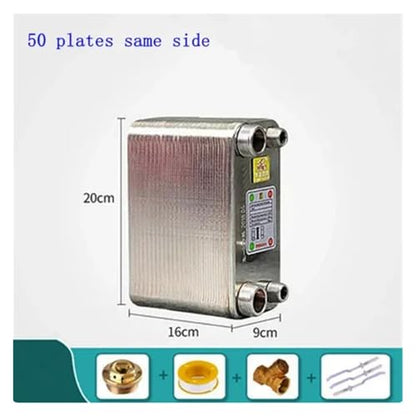 24/32/38 Plates Heat Exchanger Beer Wort Chiller Cooler 304 Stainless Steel 1/2 for Home Hot Water(50 Same Side) - size: 50 Same Side