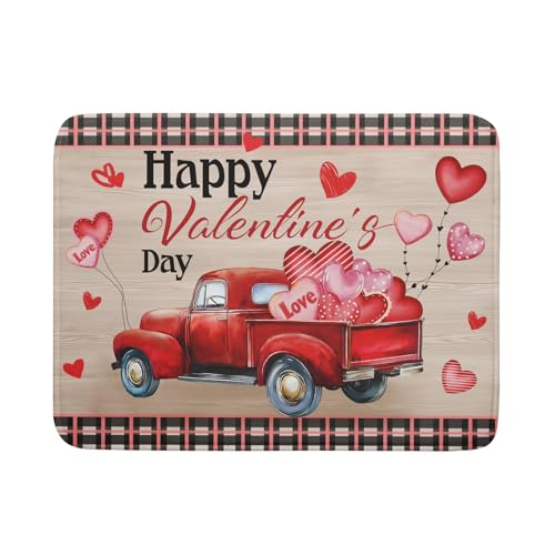 Valentine's Day Truck Dish Drying Mat 18x24 inch Love Heart Washable Absorbent Dishes Pad Dish Drainer Mat for Kitchen Counter Sink Coffee - color: Love Heart Truck, size: 18" x 24"