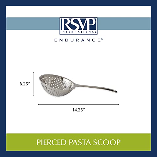 RSVP International Endurance Kitchen Collection Pierced Straining Tools, Pasta Scoop, 18/8 Stainless Steel - size: Pasta Scoop