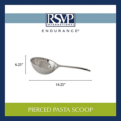 RSVP International Endurance Kitchen Collection Pierced Straining Tools, Pasta Scoop, 18/8 Stainless Steel - size: Pasta Scoop
