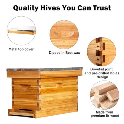 5 Frame Nuc Complete Bee Hive Kit Langstroth Beehive Box Dipped in Beeswax Include Beehive Frames and Waxed Foundation Sheets