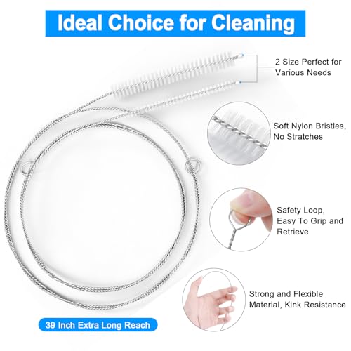 40 Inches Extra Long Straw Cleaner Brush - Long Pipe Cleaners, Long Tube Cleaning Brush for Cleaning Straw, PVC Keg Lines, Kegerator, Feeding Tube, Sunroof Drain (4PCS, White)