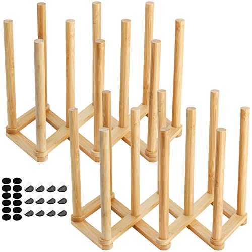 Yesland 2 Pack Wooden Bottle Drying Rack - Retractable Bamboo Dish Drying Rack Stand for Water Bottles, Baby Bottles, Sippy Cups, Reusable Bags, Plates, Cutting Boards - Kitchen Counter Organizer