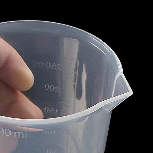Waziaqoc 250ml-300ml Plastic Graduated Beaker, Transparent, 3 Pack | PP Material, Measuring Cup, Mixing Cup, For Kitchen Lab - color: 3pcs, size: 250-300 ml