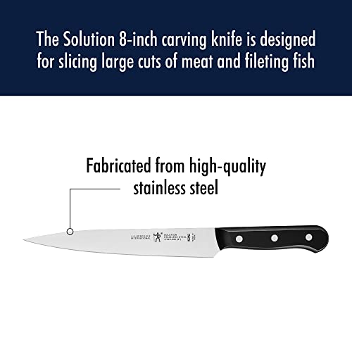 HENCKELS Solution Razor-Sharp 8-inch Carving Knife, German Engineered Informed by 100+ Years of Mastery, Black/Stainless Steel - color: Black/Stainless Steel, style: Solution