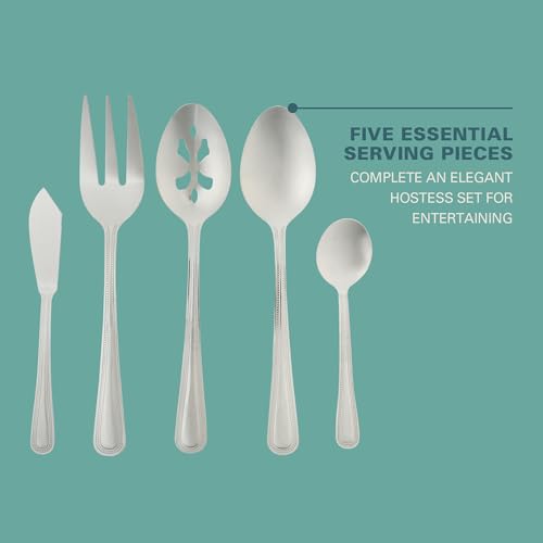 Gibson Home Aston 45-Piece Stainless Steel Flatware Set with Tray and Serving Utensils – Silverware Service for 8 - size: Service for 8 w/ Serving Utensils (45pcs)