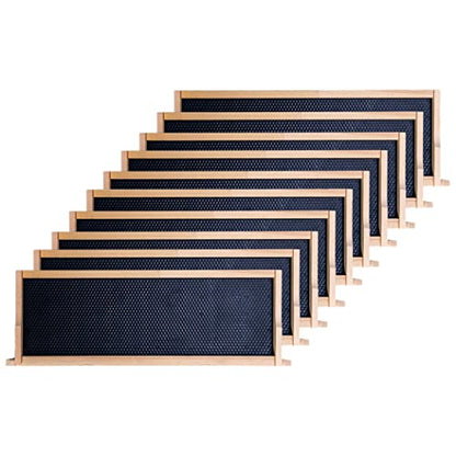 POLLIBEE Medium or Super Bee Hive Frames and Wax Foundations,10 Pack Honey Bee Frames with 100% Beeswax Coated Food Grade Foundation Sheets, Beekeeping Supplies,6-1/4-Inch (Black) - size: Medium Black