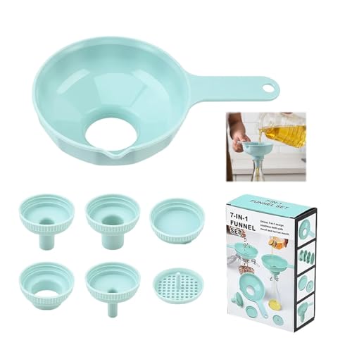 Wide Mouth Funnel, Food Grade Plastic Canning Funnel Set with 4 Size Spouts and Strainers for Bottles, Spice Jars, Liquids, Powders and Kitchen Filling (7-Piece Funnel Set) - color: 7-Piece Funnel Set