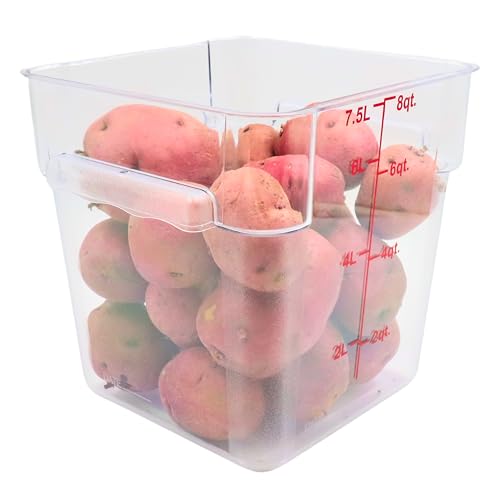 FSE Square Food Container, 8 Quart, Polycarbonate, Reusable, Clear, NSF, (LID SOLD SEPARATELY) - style: 8 Qt. Container