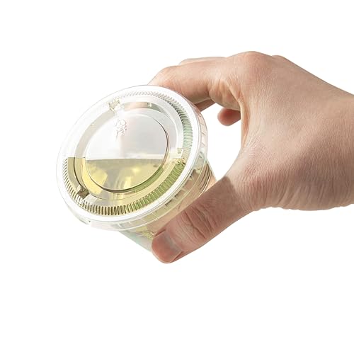 TashiBox Plastic Portion Cups with Lids [5.5 oz-100 Sets] Souffle Cups, Jello Shot Cups, Condiment Sauce Containers For Sampling, Sauce, Snack or Dressing - size: 5.5oz-100Sets