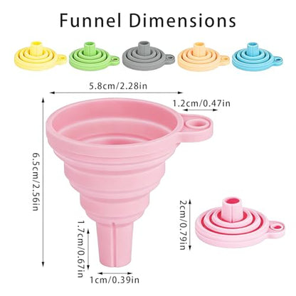 Douji 6PCS Silicone Collapsible Kitchen Funnel Set, Food Grade Silicone Funnels for Liquid Transfer Filling Water Bottle Kitchen Gadgets Accessories
