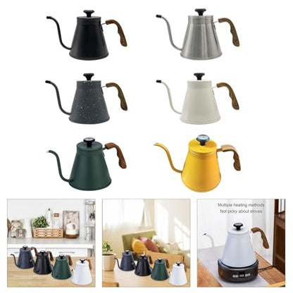 1.2L Stainless Steel Drip Coffee Kettles with Integrated Thermometers and Ergonomic Handle for Brewing Modern Design Kettles - color: White