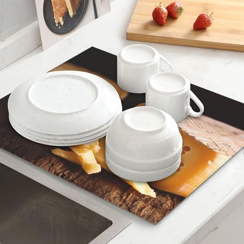 Kitchen countertop absorbent mat cheese printed drain mat for draining tableware