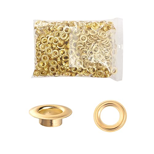 KING PIECES 500pcs Gold Grommets 1/4 Inch (6mm) Washers and Grommets Kit for Grommet Tool, Banner & Posters Metal Grommets Eyelets for Fabric Clothes Leather Belt Punching - color: Gold, size: 500pcs 1/4 Inch