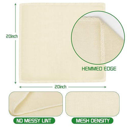 10 Pcs Cheese Cloths, 20x20 Inch Grade 100 Hemmed CheeseCloth for Cooking, Reusable Unbleached Cotton Strainer for Juicing, Baking, Cheese and Yogurt Making
