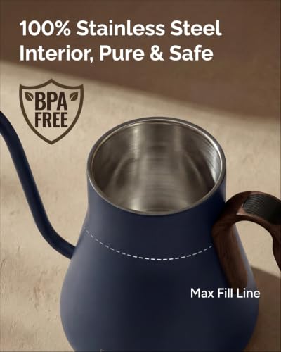 INTASTING Gooseneck Electric Kettle, ±1℉ Temperature Control, Stainless Steel Inner, Quick Heating, for Pour Over Coffee, Brew Tea, Boil Hot Water, 0.9L (Navy Blue) - color: Navy Blue