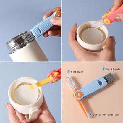 Ariseno 5-in-1 Baby Bottle Cleaner Set, Including Nylon & Silicone Bottle Brush, Cap, Straw & Nipple Brushes, BPA-Free (Grey) - color: Gray-nylon Silicone