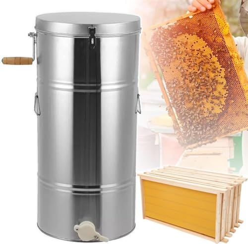 Manual Honey Extractor, 2 Frames Honey Spinner Extractor, 35×75cm Stainless Steel Beekeeping Extraction, Honeycomb Drum Spinner with Lid, Apiary Centrifuge Equipment