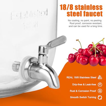 DD&HAPP Glass Drink Dispensers For Parties.1.2 Gallon Beverage Dispensers With Stand And Stainless Steel Spigot.Party Drink Dispenser For Punch,Iced Tea,Ideal for Weddings,Events,Buffet&Home Use. - size: 1.2 Gallon Double With Stand
