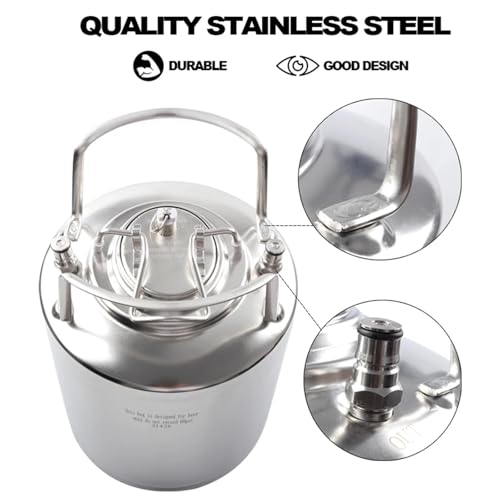 2.5 Gallon 10L Cornelius Style Stainless Steel Beer Keg with Faucet Tubing Kit and Dual Gauge CO2 Regulator