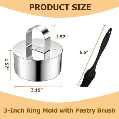 4 Pack Food Molds Set, Cake Ring Mold, Stainless Steel Cooking Rings for Food Decor (3.15In-4 Round) - size: 3.15In-4 Round