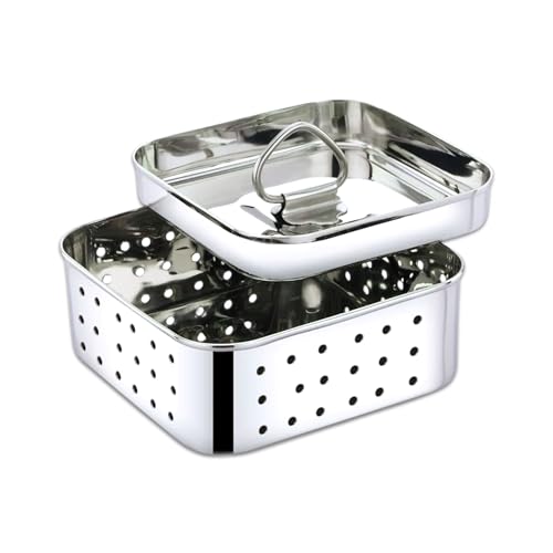 AaraVibe® Paneer Maker Steel | Paneer Maker | Paneer Maker Mould Press – 750ml (Large) Stainless Steel Square Press for Homemade Paneer, Tofu & Sprouts | 1 Year Warranty & Free Paneer Recipe eBook