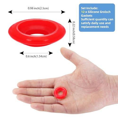 12PCs Dopamine color Silicone Gaskets Washers Seals for Cap Swing Flip Top for Home Brew Beer Soda Bottle Sealing(half cover) (Red) - color: Red