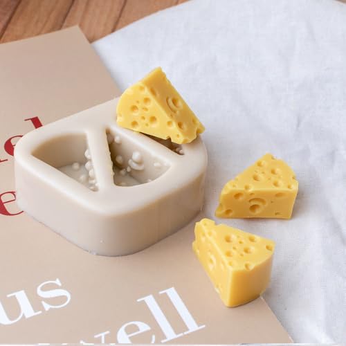 Mini Triangle Cheese Silicone Mold – 3-Cavity Cute Craft Tray for Soap, Wax, Plaster & Candle Making – Small Swiss Cheese Shape Mold for DIY Crafts - size: Cheese (Mini 3-Cavity)