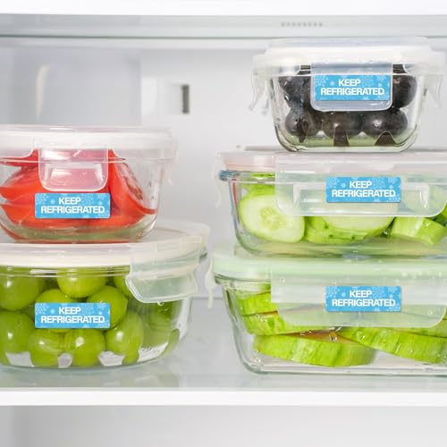1000pcs Keep Refrigerated Stickers Rectangle Waterproof 0.5"x1.5" Refrigerated Label Food Packaging Warning Adhesive Sticker Pharmacy Drugstores Warning Labels for Cold Food Shipping Packing