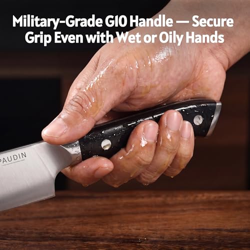 PAUDIN Chef Knife,8 Inch Professional Kitchen Knife Dishwasher Safe,Forged German Stainless Steel Sharp Cooking Knife,Ergonomic G10 Handle Full Tang Meal Prep Knives,Home Restaurant Gift for Men Women - size: Chef Knife - 8 inch