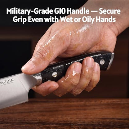 PAUDIN Chef Knife,8 Inch Professional Kitchen Knife Dishwasher Safe,Forged German Stainless Steel Sharp Cooking Knife,Ergonomic G10 Handle Full Tang Meal Prep Knives,Home Restaurant Gift for Men Women - size: Chef Knife - 8 inch