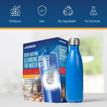 CleanHike Tumbler Water Bottle Cleaning Tablets - (90 Tablets) All Natural Ingredient, Great for All Stainless, Plastics, Ceramic and Glass Drinking Containers, Individually Packed (3)