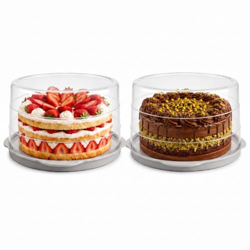 Evelots 2-Pack 12-Inch Airtight Cake Container with Lid - Portable Carrier for Pies, Cakes, Cupcakes & More - BPA-Free Clear Plastic - Secure & Easy Transport - size: 2-Pack, style: Cake Container