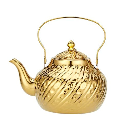 SANQIAHOME 2000ml stainless steel antique style teapot,with Infuser, thickened boiling kettle, lifting handle,Gold - color: Gold(D), size: 2000ml