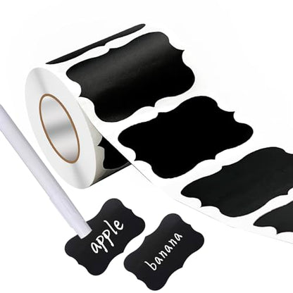 Wavy Shape Chalkboard Labels,Erasable Reusable Blackboard Stickers with 1 Liquid Chalk Pen,200 Pieces,for Jars, Spice, Craft, Home, Kitchen, Parties Decoration, Craft Rooms, Weddings - size: 2.95" x 2"