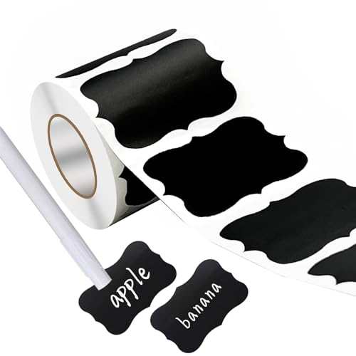 Wavy Shape Chalkboard Labels,Erasable Reusable Blackboard Stickers with 1 Liquid Chalk Pen,200 Pieces,for Jars, Spice, Craft, Home, Kitchen, Parties Decoration, Craft Rooms, Weddings - size: 2.95" x 2"