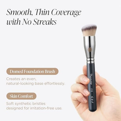 Piccasso 132 Foundation Brush - Professional Rounding Makeup Brush for Liquid & Cream - Seamless Flawless Finish, Beginner Friendly K-Beauty Tool - High Adherence & No Streaks, Durable Synthetic Hair - color: Rounded