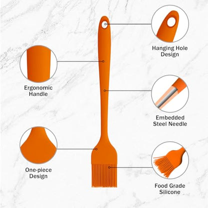 Craebuer Silicone Basting Pastry Brushes, 5 Pack Heat Resistant Cooking Brush for Oil Butter Sauce, Food Brush for BBQ Grill Barbeque Kitchen Baking Cooking