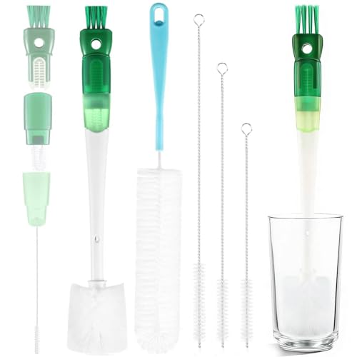 5 Pack Water Bottle Cleaner Brush Set for Hygiene Conscious People: 5 in 1 Removable Multifunctional Water Bottle Brush Cleaning Tools - Easily Cleans the Cup Mouth Lid Bottom and Straw