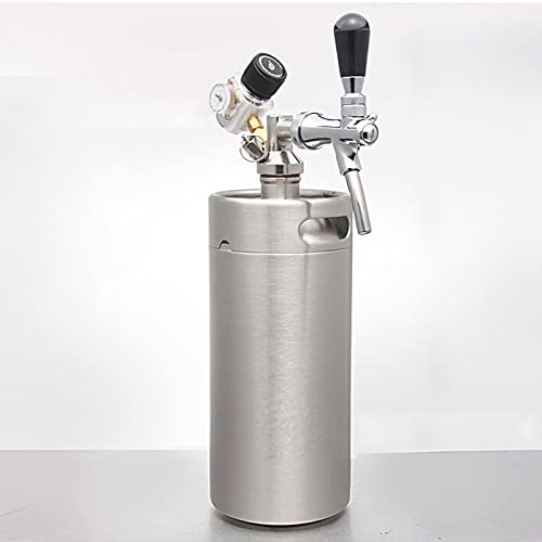 Mini Stainless Steel Beer Keg,Portable Home Dispenser System to Keep Fresh for Home Kitchen Brewing Beer,Keeps Carbonation for Craft Beer Draft and Homebrew,3.6 liters