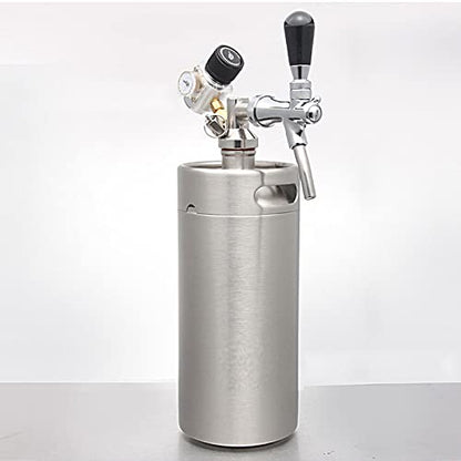 Mini Stainless Steel Beer Keg,Portable Home Dispenser System to Keep Fresh for Home Kitchen Brewing Beer,Keeps Carbonation for Craft Beer Draft and Homebrew,3.6 liters