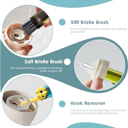 3 in 1 Cup Lid Gap Cleaning Brush Set, 3Pcs Multifunctional Bottle Cleaning Brush,Cup Lid Gap Cleaner, Home Kitchen Crevice Brush Tools - color: Green, Blue, Black(cloverleaf)